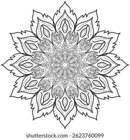 Arte vectorial de mandala. adorno de ilustración de dibujo blanco negro. Arte de mandala para colorear libro.