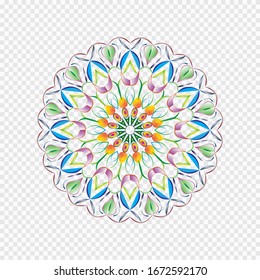 Mandala vector art can be edited with a colorful transparent background