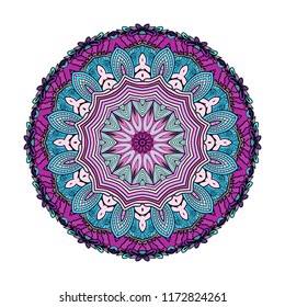 Mandala vector for art, coloring book, zendoodle. Round zentangle for coloring book pages, mandala design. Coloring mandala. round ornament lace pattern 