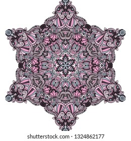 Mandala vector for art, coloring book, zendoodle. Round zentangle for coloring book pages, mandala design. Coloring mandala. round ornament lace pattern 