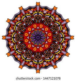 Mandala vector for art, coloring book, zendoodle. Round zentangle for coloring book pages, mandala design. Coloring mandala. round ornament lace pattern 