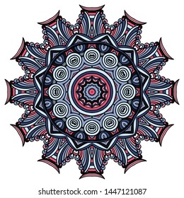 Mandala vector for art, coloring book, zendoodle. Round zentangle for coloring book pages, mandala design. Coloring mandala. round ornament lace pattern 