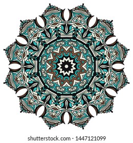 Mandala vector for art, coloring book, zendoodle. Round zentangle for coloring book pages, mandala design. Coloring mandala. round ornament lace pattern 