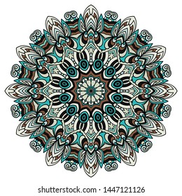 Mandala vector for art, coloring book, zendoodle. Round zentangle for coloring book pages, mandala design. Coloring mandala. round ornament lace pattern 