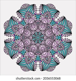 Vector de Mandala para arte, libro de colorear, zendoodle. Zentangle redonda para colorear páginas de libros, diseño de mandala. Colorando mandala. patrón de encaje de ornamento redondo 