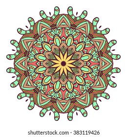 Mandala vector for art, coloring book, zendoodle. Round zentangle for coloring book pages, mandala design. Coloring mandala. round ornament lace pattern 