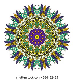 Mandala vector for art, coloring book, zendoodle. Round zentangle for coloring book pages, mandala design. Coloring mandala. round ornament lace pattern 