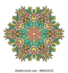 Mandala vector for art, coloring book, zendoodle. Round zentangle for coloring book pages, mandala design. Coloring mandala. round ornament lace pattern 