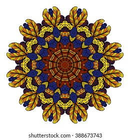 Mandala vector for art, coloring book, zendoodle. Round zentangle for coloring book pages, mandala design. Coloring mandala. round ornament lace pattern 