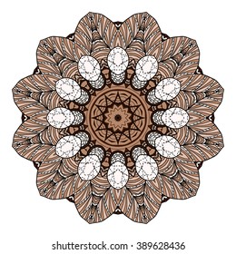 Mandala vector for art, coloring book, zendoodle. Round zentangle for coloring book pages, mandala design. Coloring mandala. round ornament lace pattern 