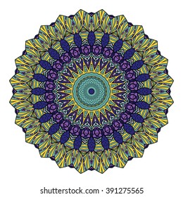 Mandala vector for art, coloring book, zendoodle. Hand drawn round zentangle for coloring book pages, mandala design. Coloring mandala: invitation, t-shirt print, wedding card, scrapbooking and tattoo