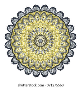 Mandala vector for art, coloring book, zendoodle. Hand drawn round zentangle for coloring book pages, mandala design. Coloring mandala: invitation, t-shirt print, wedding card, scrapbooking and tattoo