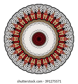Mandala vector for art, coloring book, zendoodle. Hand drawn round zentangle for coloring book pages, mandala design. Coloring mandala: invitation, t-shirt print, wedding card, scrapbooking and tattoo