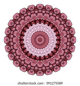 Mandala vector for art, coloring book, zendoodle. Hand drawn round zentangle for coloring book pages, mandala design. Coloring mandala: invitation, t-shirt print, wedding card, scrapbooking and tattoo