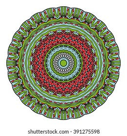 Mandala vector for art, coloring book, zendoodle. Hand drawn round zentangle for coloring book pages, mandala design. Coloring mandala: invitation, t-shirt print, wedding card, scrapbooking and tattoo