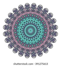 Mandala vector for art, coloring book, zendoodle. Hand drawn round zentangle for coloring book pages, mandala design. Coloring mandala: invitation, t-shirt print, wedding card, scrapbooking and tattoo