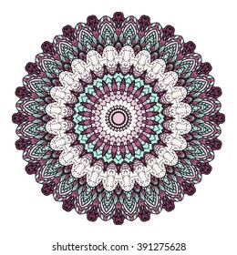 Mandala vector for art, coloring book, zendoodle. Hand drawn round zentangle for coloring book pages, mandala design. Coloring mandala: invitation, t-shirt print, wedding card, scrapbooking and tattoo