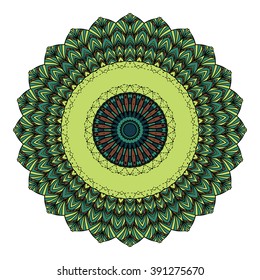 Mandala vector for art, coloring book, zendoodle. Hand drawn round zentangle for coloring book pages, mandala design. Coloring mandala: invitation, t-shirt print, wedding card, scrapbooking and tattoo