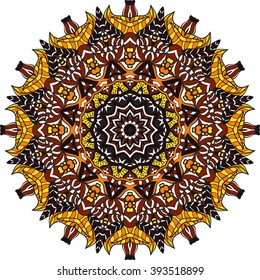 Mandala vector for art, coloring book, zendoodle. Hand drawn round zentangle for coloring book pages, mandala design. Coloring mandala: invitation, t-shirt print, wedding card, scrapbooking and tattoo