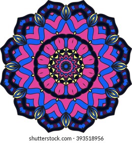 Mandala vector for art, coloring book, zendoodle. Hand drawn round zentangle for coloring book pages, mandala design. Coloring mandala: invitation, t-shirt print, wedding card, scrapbooking and tattoo