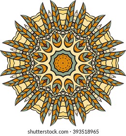 Mandala vector for art, coloring book, zendoodle. Hand drawn round zentangle for coloring book pages, mandala design. Coloring mandala: invitation, t-shirt print, wedding card, scrapbooking and tattoo