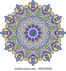 Mandala vector for art, coloring book, zendoodle. Hand drawn round zentangle for coloring book pages, mandala design. Coloring mandala: invitation, t-shirt print, wedding card, scrapbooking and tattoo