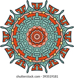 Mandala vector for art, coloring book, zendoodle. Hand drawn round zentangle for coloring book pages, mandala design. Coloring mandala: invitation, t-shirt print, wedding card, scrapbooking and tattoo