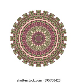 Mandala vector for art, coloring book, zendoodle. Hand drawn round zentangle for coloring book pages, mandala design. Coloring mandala: invitation, t-shirt print, wedding card, scrapbooking and tattoo