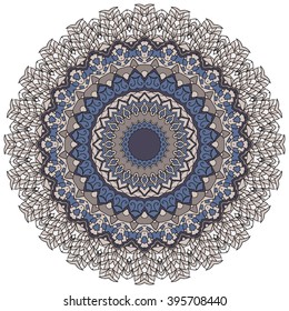 Mandala vector for art, coloring book, zendoodle. Hand drawn round zentangle for coloring book pages, mandala design. Coloring mandala: invitation, t-shirt print, wedding card, scrapbooking and tattoo