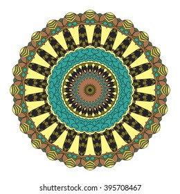Mandala vector for art, coloring book, zendoodle. Hand drawn round zentangle for coloring book pages, mandala design. Coloring mandala: invitation, t-shirt print, wedding card, scrapbooking and tattoo