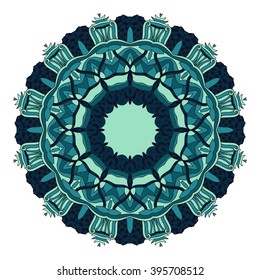 Mandala vector for art, coloring book, zendoodle. Hand drawn round zentangle for coloring book pages, mandala design. Coloring mandala: invitation, t-shirt print, wedding card, scrapbooking and tattoo