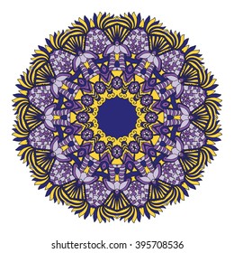 Mandala vector for art, coloring book, zendoodle. Hand drawn round zentangle for coloring book pages, mandala design. Coloring mandala: invitation, t-shirt print, wedding card, scrapbooking and tattoo