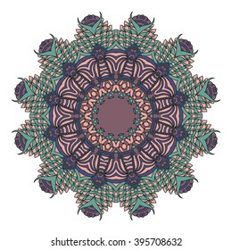 Mandala vector for art, coloring book, zendoodle. Hand drawn round zentangle for coloring book pages, mandala design. Coloring mandala: invitation, t-shirt print, wedding card, scrapbooking and tattoo