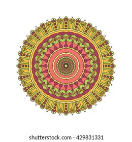 Mandala vector for art, coloring book, zendoodle. Hand drawn round zentangle for coloring book pages, mandala design. Coloring mandala: invitation, t-shirt print, wedding card, scrapbooking and tattoo