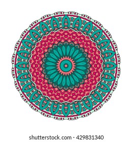 Mandala vector for art, coloring book, zendoodle. Hand drawn round zentangle for coloring book pages, mandala design. Coloring mandala: invitation, t-shirt print, wedding card, scrapbooking and tattoo