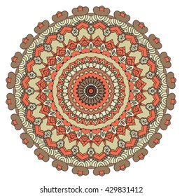 Mandala vector for art, coloring book, zendoodle. Hand drawn round zentangle for coloring book pages, mandala design. Coloring mandala: invitation, t-shirt print, wedding card, scrapbooking and tattoo