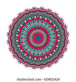 Mandala vector for art, coloring book, zendoodle. Hand drawn round zentangle for coloring book pages, mandala design. Coloring mandala: invitation, t-shirt print, wedding card, scrapbooking and tattoo
