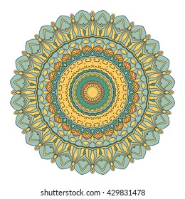 Mandala vector for art, coloring book, zendoodle. Hand drawn round zentangle for coloring book pages, mandala design. Coloring mandala: invitation, t-shirt print, wedding card, scrapbooking and tattoo