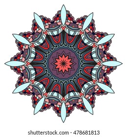 Mandala vector for art, coloring book, zendoodle. Hand drawn round zentangle for coloring book pages, mandala design. Coloring mandala: invitation, t-shirt print, wedding card, scrapbooking and tattoo