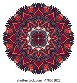 Mandala vector for art, coloring book, zendoodle. Hand drawn round zentangle for coloring book pages, mandala design. Coloring mandala: invitation, t-shirt print, wedding card, scrapbooking and tattoo