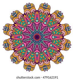 Mandala vector for art, coloring book, zendoodle. Hand drawn round zentangle for coloring book pages, mandala design. Coloring mandala: invitation, t-shirt print, wedding card, scrapbooking and tattoo