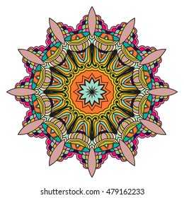 Mandala vector for art, coloring book, zendoodle. Hand drawn round zentangle for coloring book pages, mandala design. Coloring mandala: invitation, t-shirt print, wedding card, scrapbooking and tattoo
