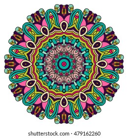 Mandala vector for art, coloring book, zendoodle. Hand drawn round zentangle for coloring book pages, mandala design. Coloring mandala: invitation, t-shirt print, wedding card, scrapbooking and tattoo