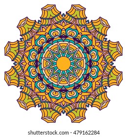 Mandala vector for art, coloring book, zendoodle. Hand drawn round zentangle for coloring book pages, mandala design. Coloring mandala: invitation, t-shirt print, wedding card, scrapbooking and tattoo