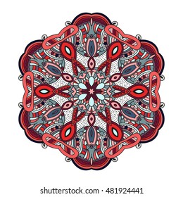 Mandala vector for art, coloring book, zendoodle. Hand drawn round zentangle for coloring book pages, mandala design. Coloring mandala: invitation, t-shirt print, wedding card, scrapbooking and tattoo