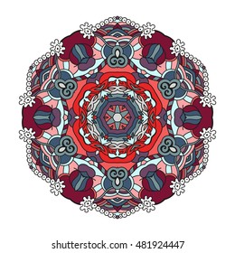 Mandala vector for art, coloring book, zendoodle. Hand drawn round zentangle for coloring book pages, mandala design. Coloring mandala: invitation, t-shirt print, wedding card, scrapbooking and tattoo