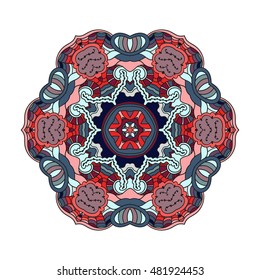 Mandala vector for art, coloring book, zendoodle. Hand drawn round zentangle for coloring book pages, mandala design. Coloring mandala: invitation, t-shirt print, wedding card, scrapbooking and tattoo