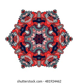 Mandala vector for art, coloring book, zendoodle. Hand drawn round zentangle for coloring book pages, mandala design. Coloring mandala: invitation, t-shirt print, wedding card, scrapbooking and tattoo