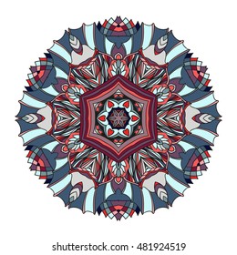 Mandala vector for art, coloring book, zendoodle. Hand drawn round zentangle for coloring book pages, mandala design. Coloring mandala: invitation, t-shirt print, wedding card, scrapbooking and tattoo