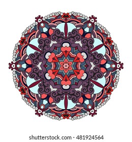 Mandala vector for art, coloring book, zendoodle. Hand drawn round zentangle for coloring book pages, mandala design. Coloring mandala: invitation, t-shirt print, wedding card, scrapbooking and tattoo